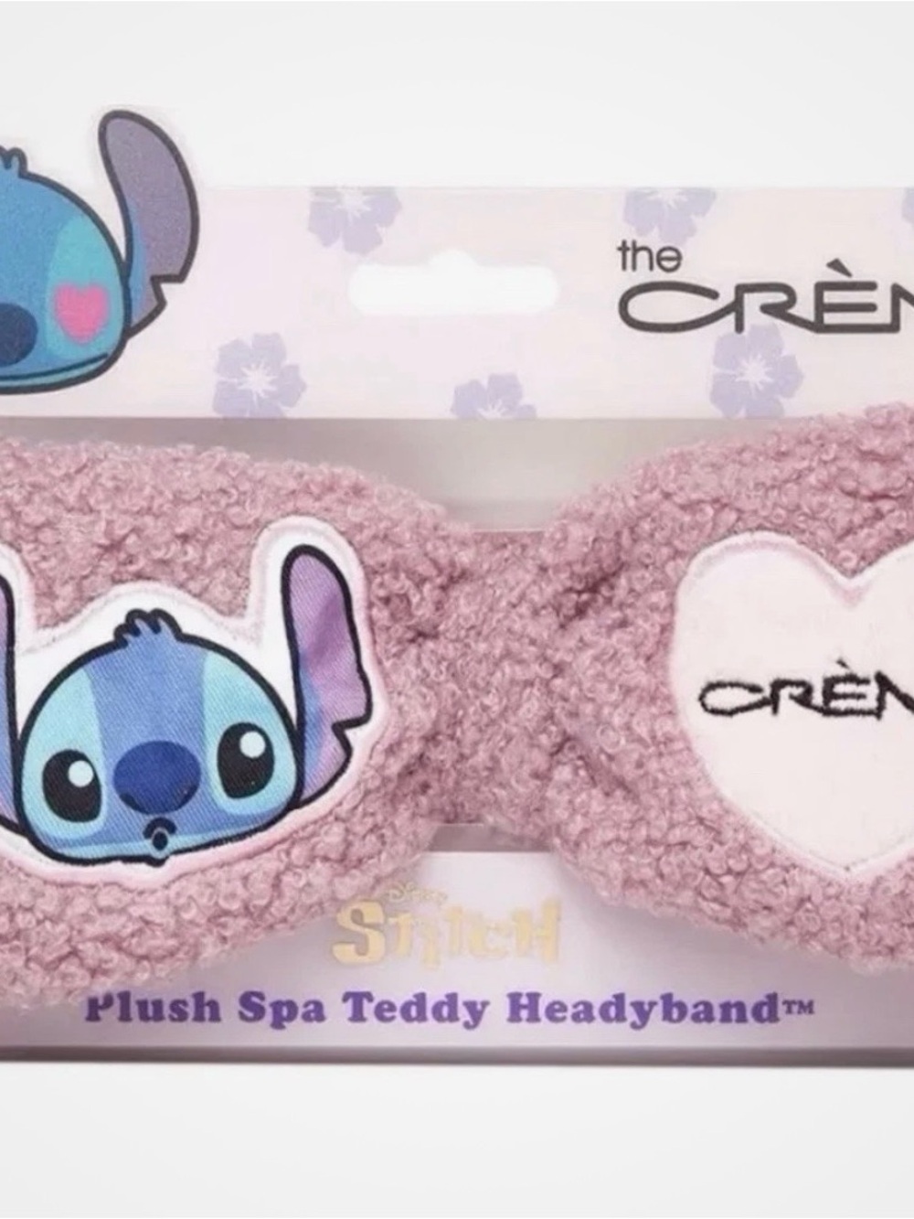 The Crème Plush Spa Teddy Headband in Dusty Pink - Disney Stitch